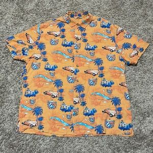 Paradise Collection Men’s Size Large Hawaiian Shirt 100% Silk Palm Trees 🌴 Cars